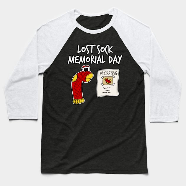 Lost Sock Memorial Day Funny Doodle Baseball T-Shirt by doodlerob